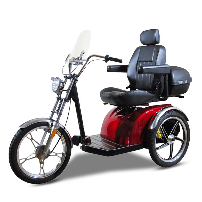 S33 scooter rojo eléctrico de 3 ruedas para personas mayores